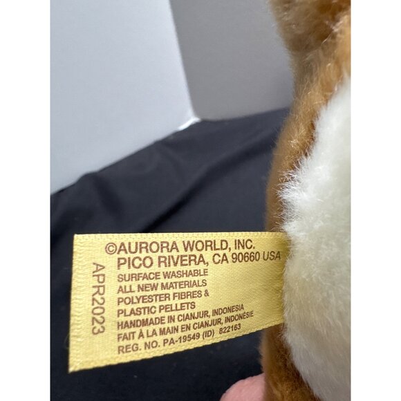 Miyoni by Aurora Soft Plush Bulldog Stuffed Animal Toy 8" Sitting Tan & White Ad - Picture 9 of 10